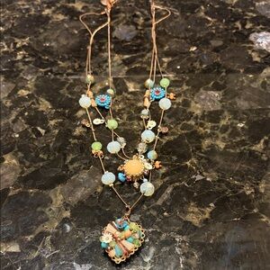 Betsey Johnson Glamorous Multi-Color Heart Beaded Necklace